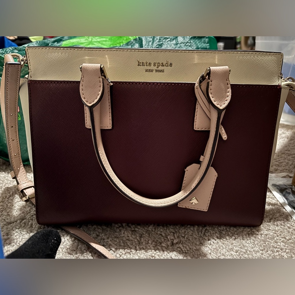 Kate Spade satchel burgundy and cream crossbody